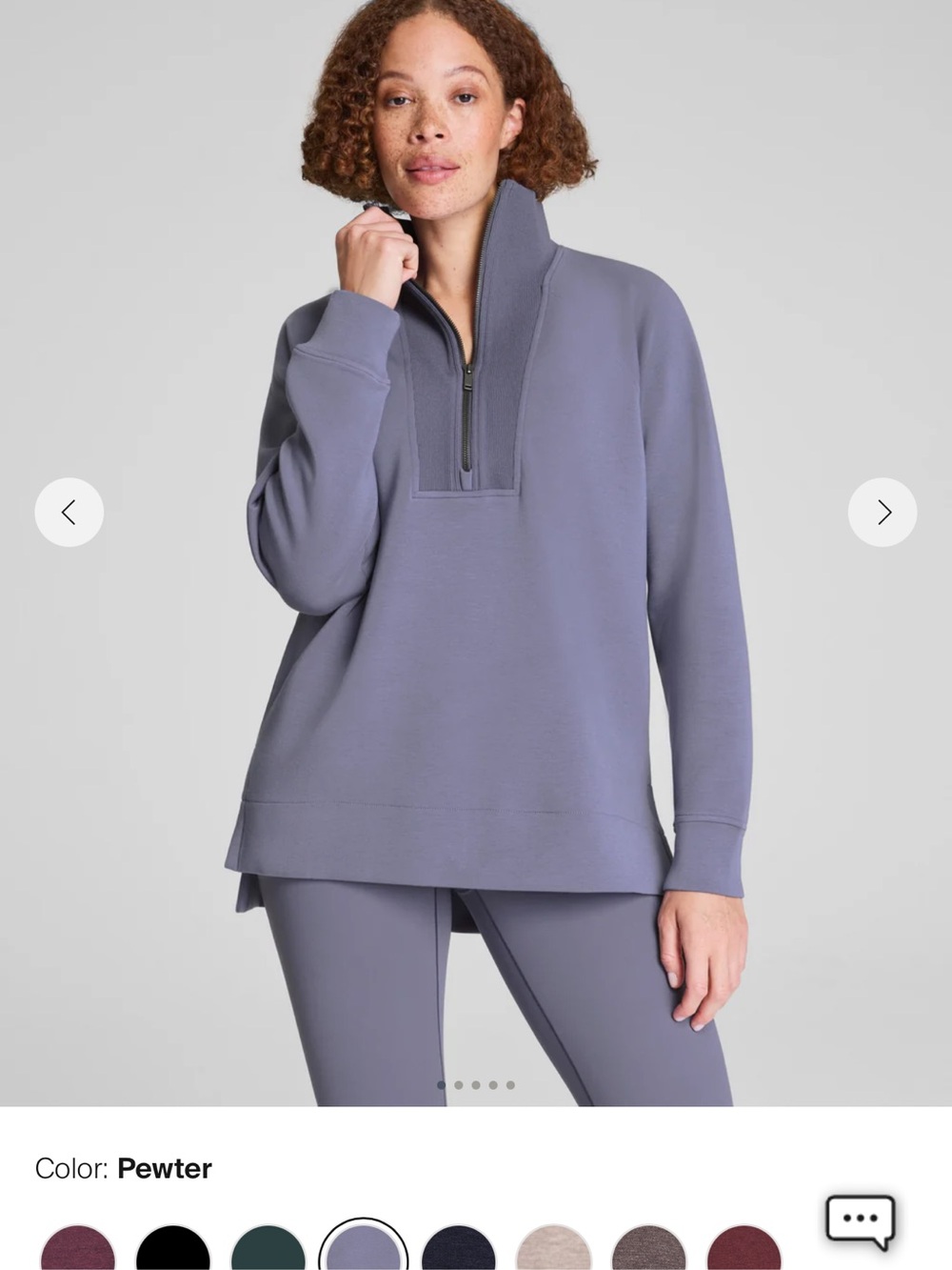 SPANX Pewter Half-Zip Pullover Hoodie